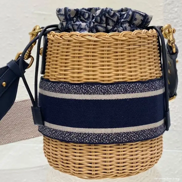 Cheap and Bucket Canvas Blue Bag Dior Oblique Motif Wicker 0412 Luxury